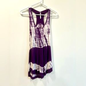 Purple and white racerback tank dress beach coverup